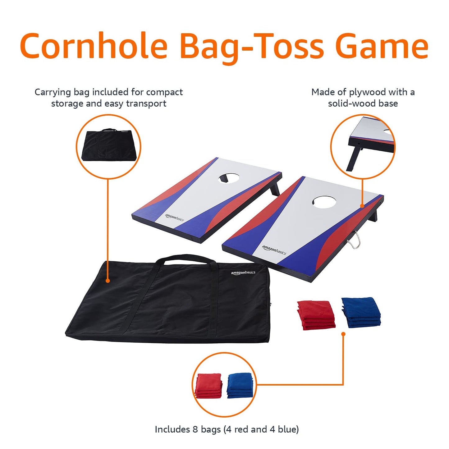 Portable Cornhole Bean Bag Toss Game Set with Carrying Case for Outdoor Fun