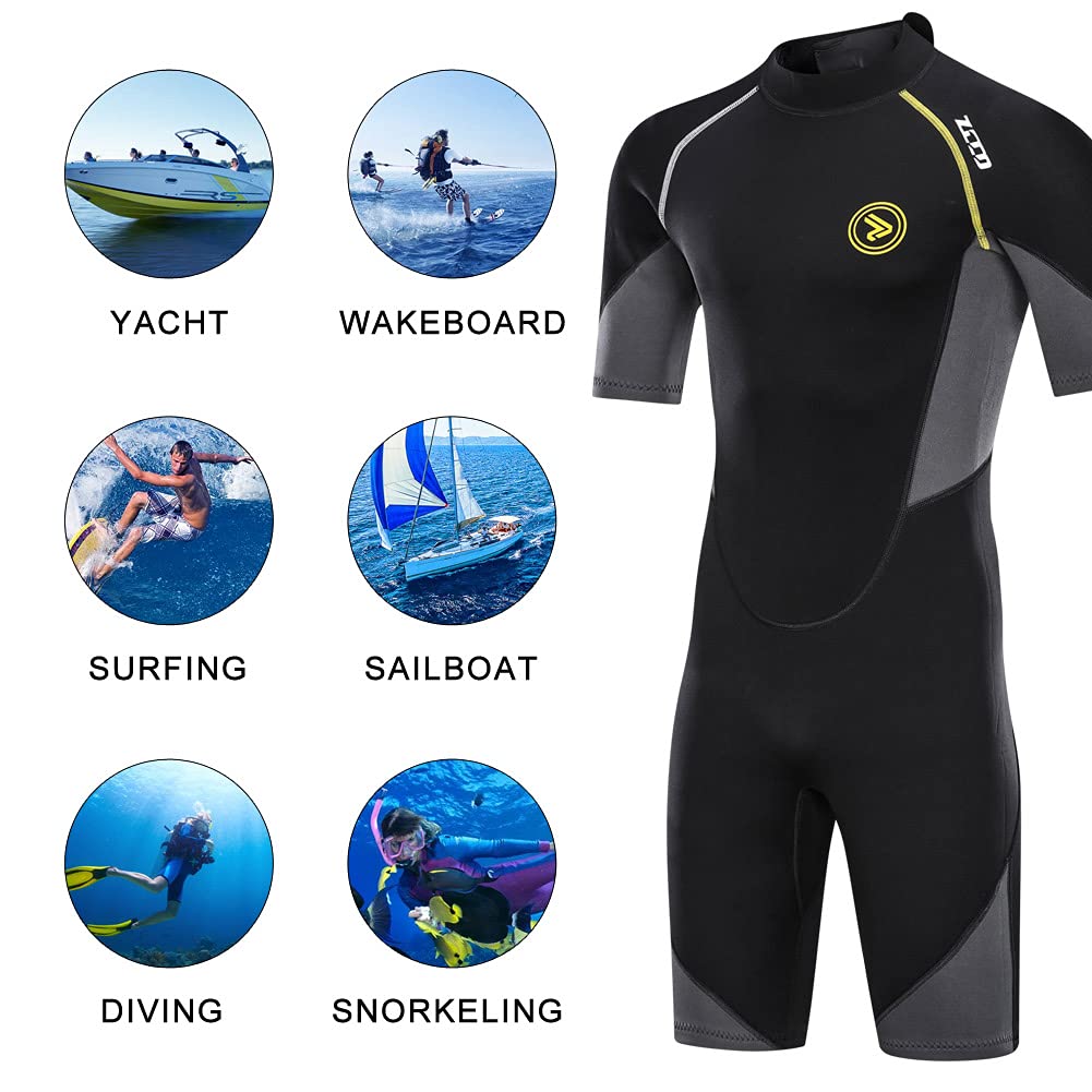 1.5mm Neoprene Shorty Wetsuit with Back Zip for Surfing & Diving
