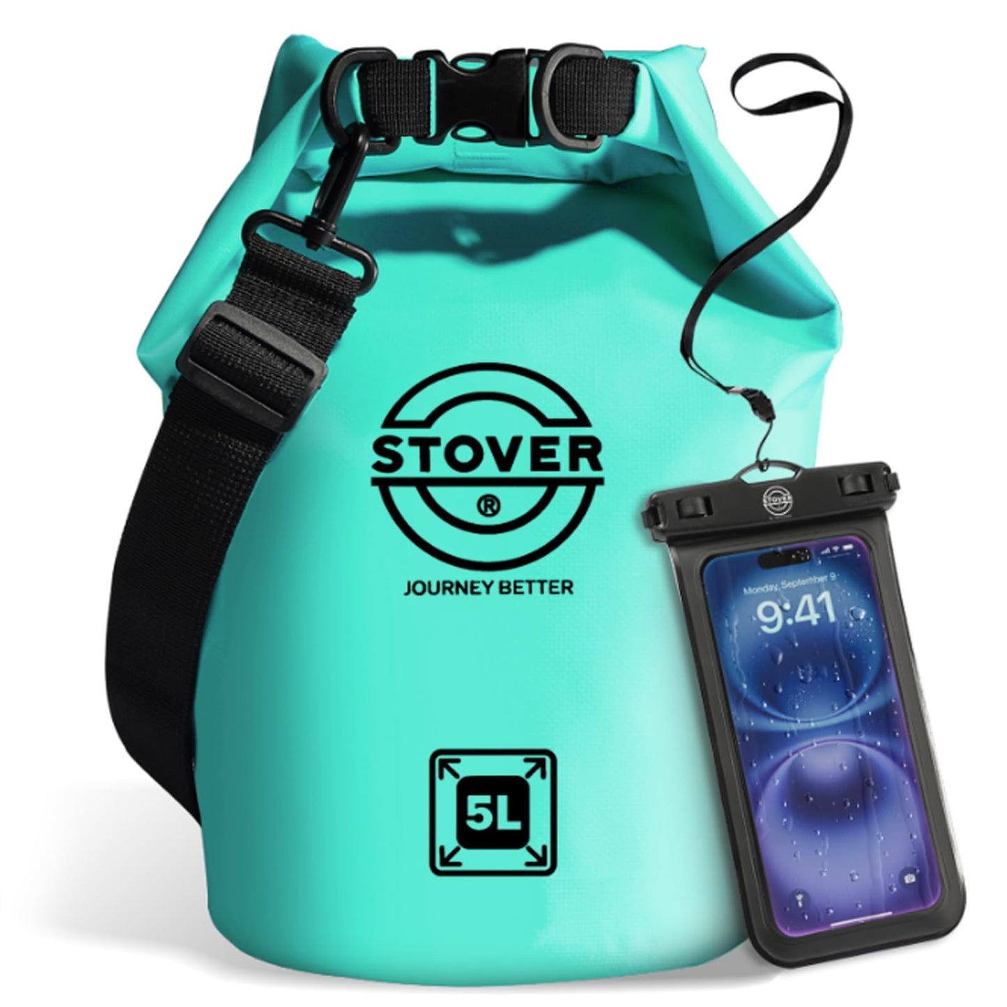 Waterproof Roll Top Dry Bag Backpack with Phone Case for Kayaking & Camping