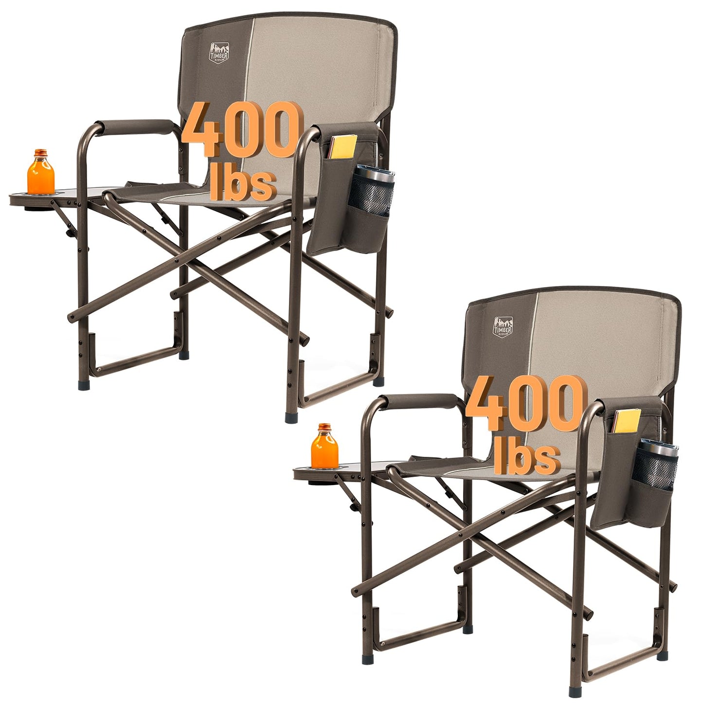 Oversized Aluminum Camping Chair with Side Table and Storage Pocket