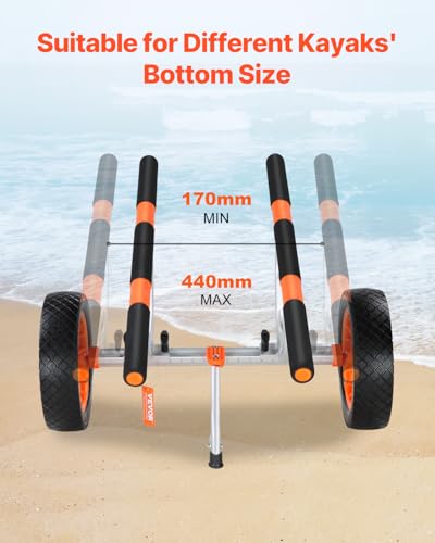 Heavy Duty Kayak Cart with Adjustable Width and Solid Tires for Transport