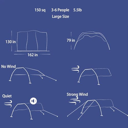 Portable Beach Shade Canopy with UPF 50+ UV Protection for 6 People