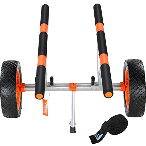 Heavy Duty Kayak Cart with Adjustable Width and Solid Tires for Transport