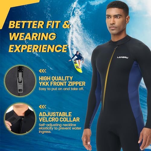 5/4mm Neoprene Wetsuit with Front Zip for Cold Water Surfing & Diving