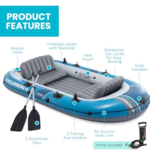 Inflatable Boat Set with Oars and High-Output Pump