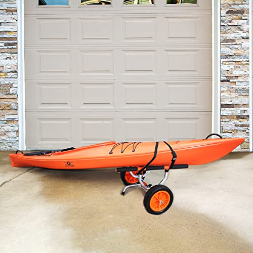 Heavy Duty Kayak Cart with Adjustable Width and Solid Tires for Transport