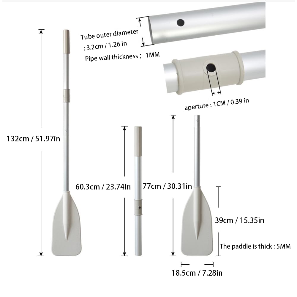 Split Shaft Aluminum Boat Oars with Locks for Kayaks & Inflatable Boats