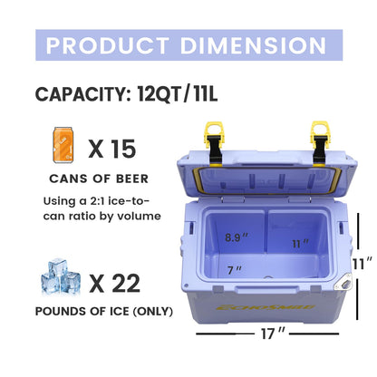 12/18 Quart Rotomolded Cooler for Camping, Travel & Outdoor Adventures