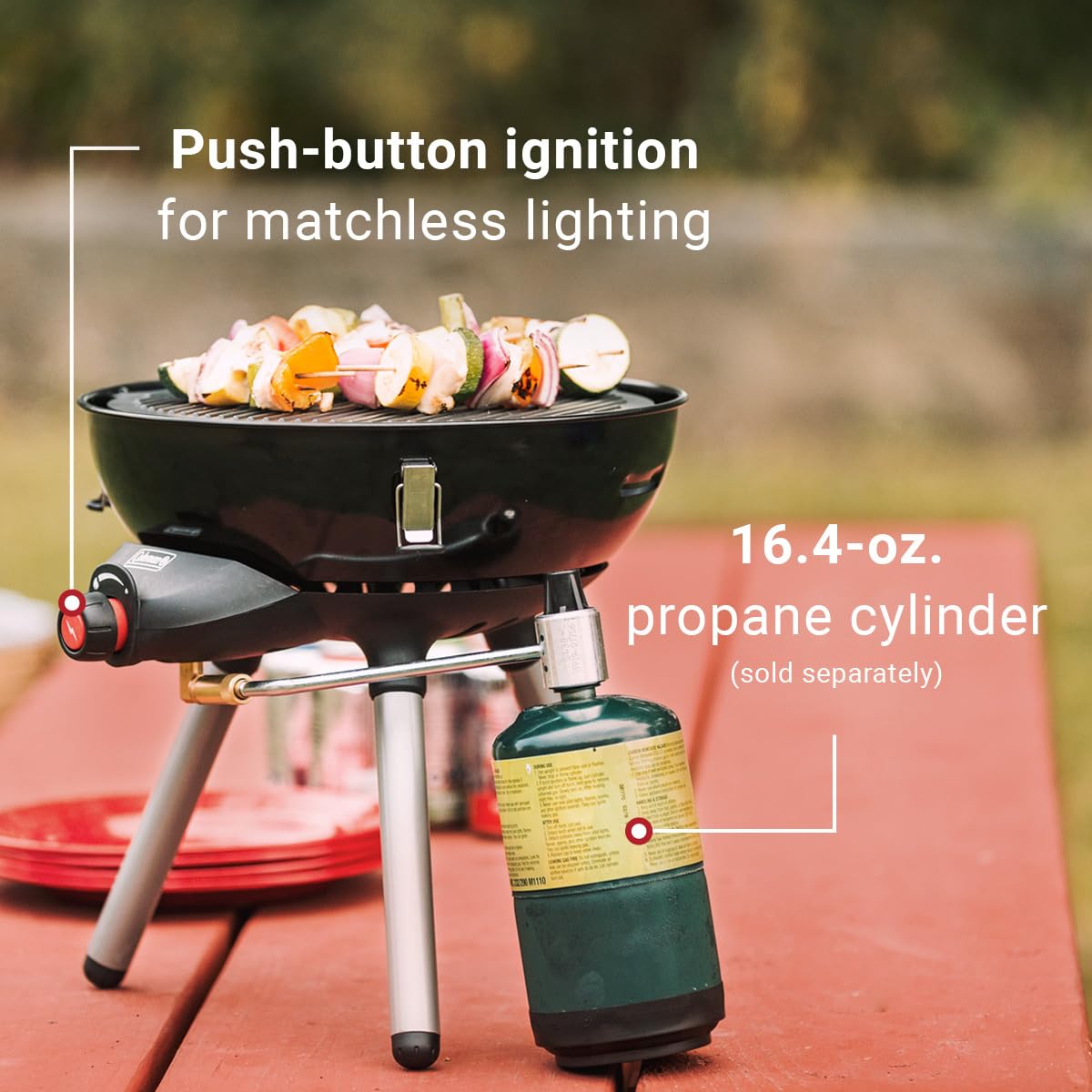 4-in-1 Portable Propane Camping Grill with Grill Stove Griddle & Wok Attachments