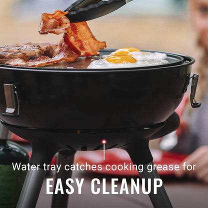 4-in-1 Portable Propane Camping Grill with Grill Stove Griddle & Wok Attachments