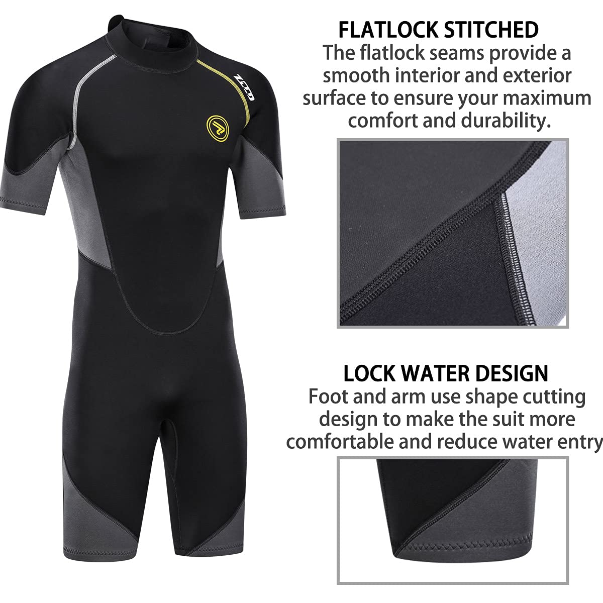 1.5mm Neoprene Shorty Wetsuit with Back Zip for Surfing & Diving