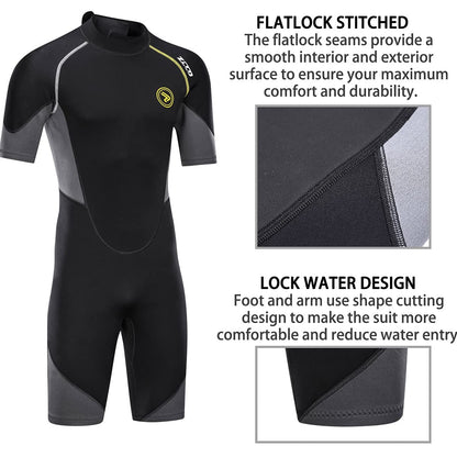 1.5mm Neoprene Shorty Wetsuit with Back Zip for Surfing & Diving