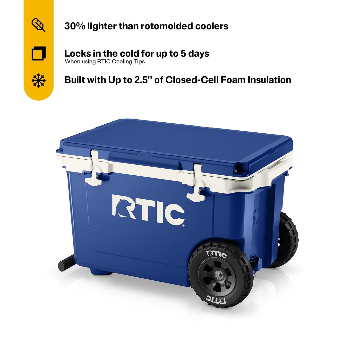 52 Quart Wheeled Hard Cooler with Insulated Ice Chest for Outdoor Activities