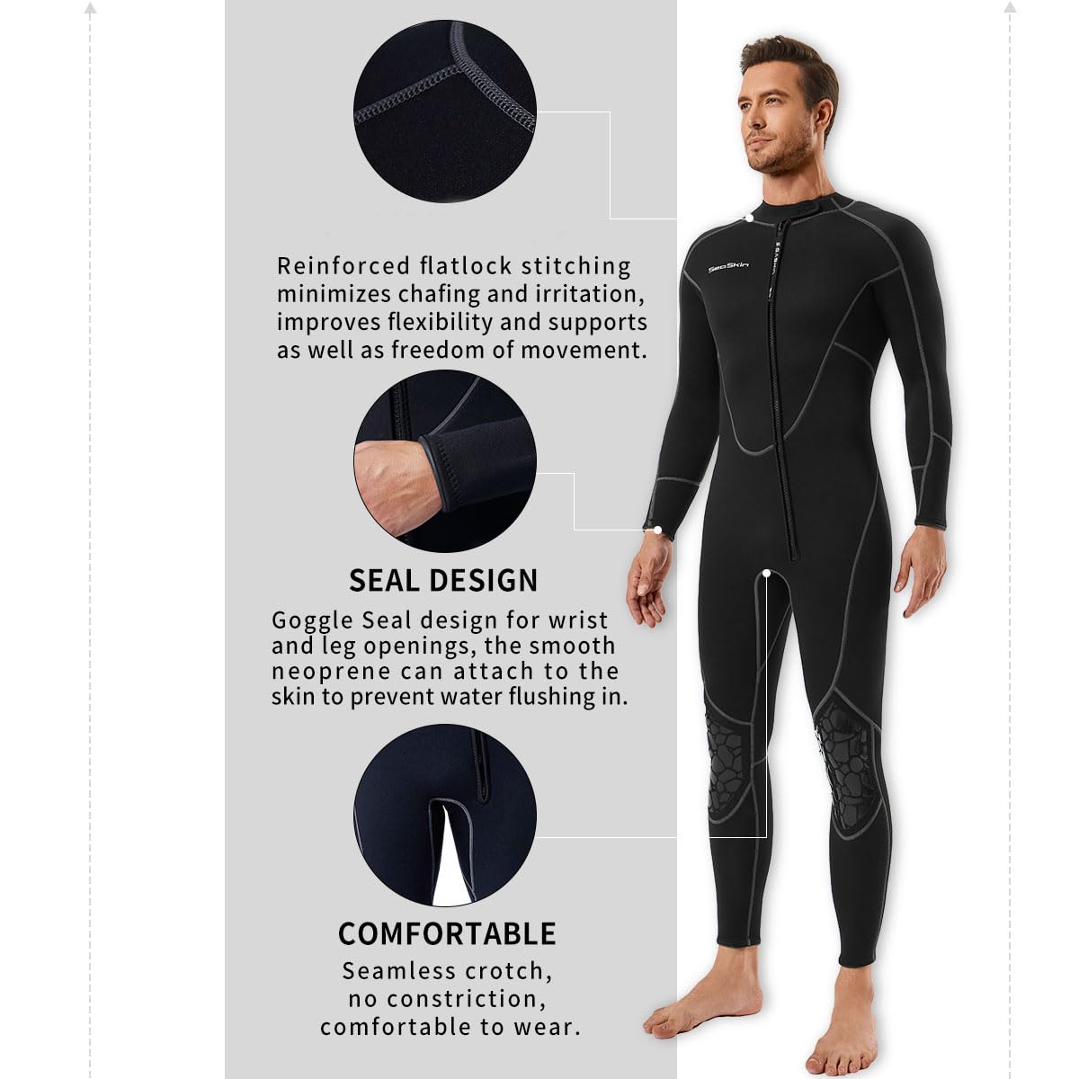 3mm Shorty Wetsuit with Front Zip for Diving Snorkeling & Kayaking