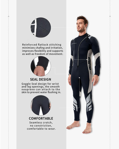 Seaskin Wetsuits for Men Women 3mm Front Zip Full Wetsuit