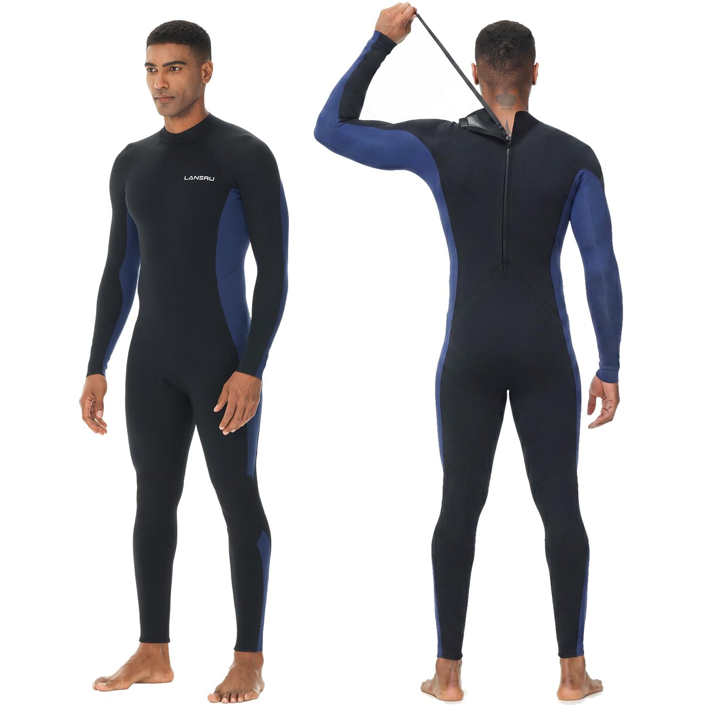 5/4mm Neoprene Wetsuit for Men with Back Zip for Cold Water Activities