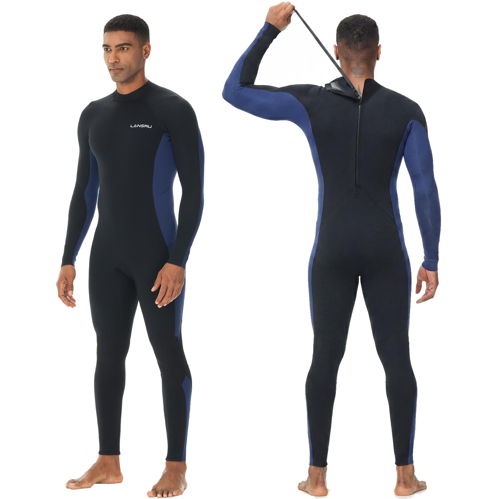 5/4mm Neoprene Wetsuit for Men with Back Zip for Cold Water Activities