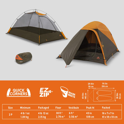 3-Season Backpacking Tent with Aluminum Pole Frame and Vestibule