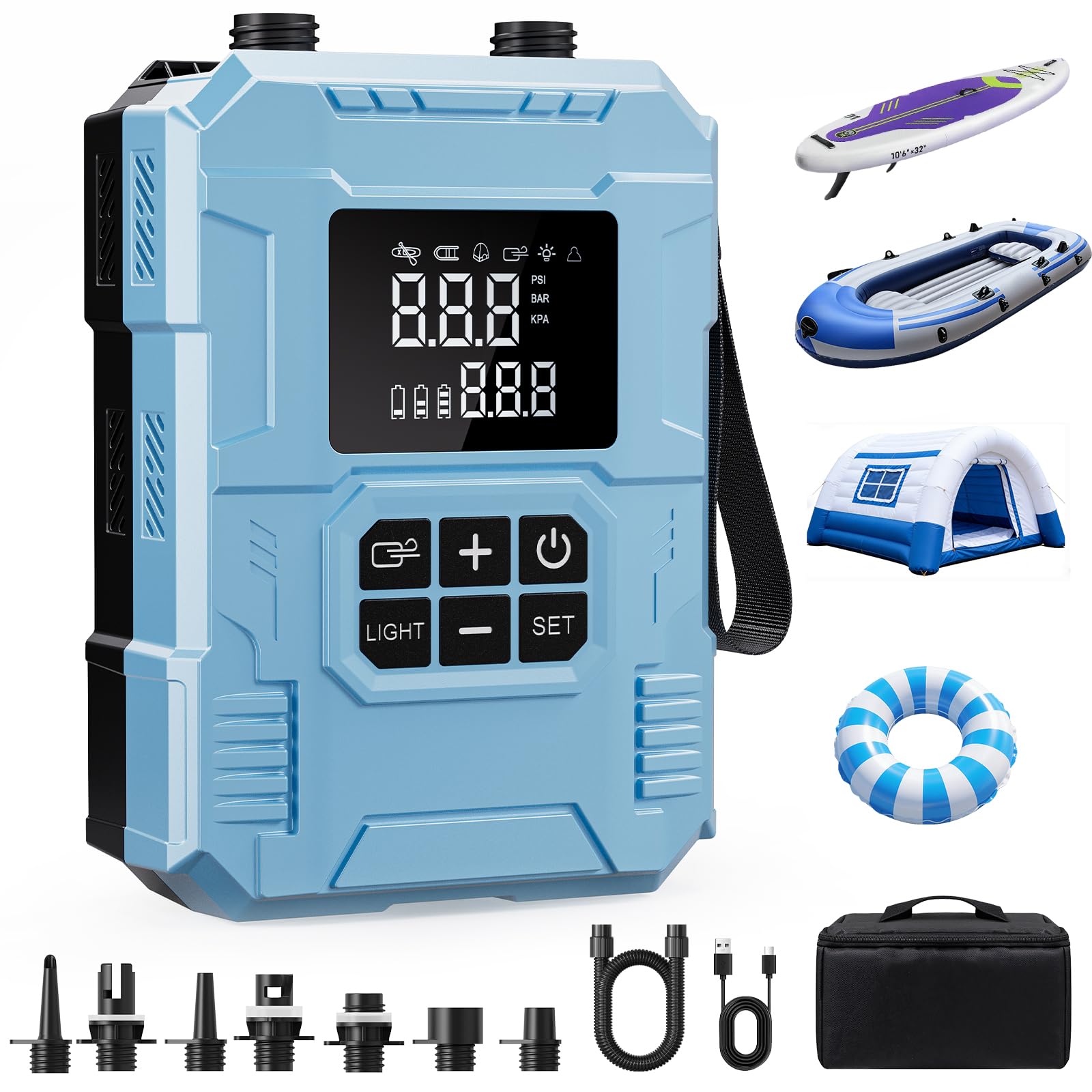 Cordless Electric Paddle Board Pump with Dual-Stage Inflation & Deflation