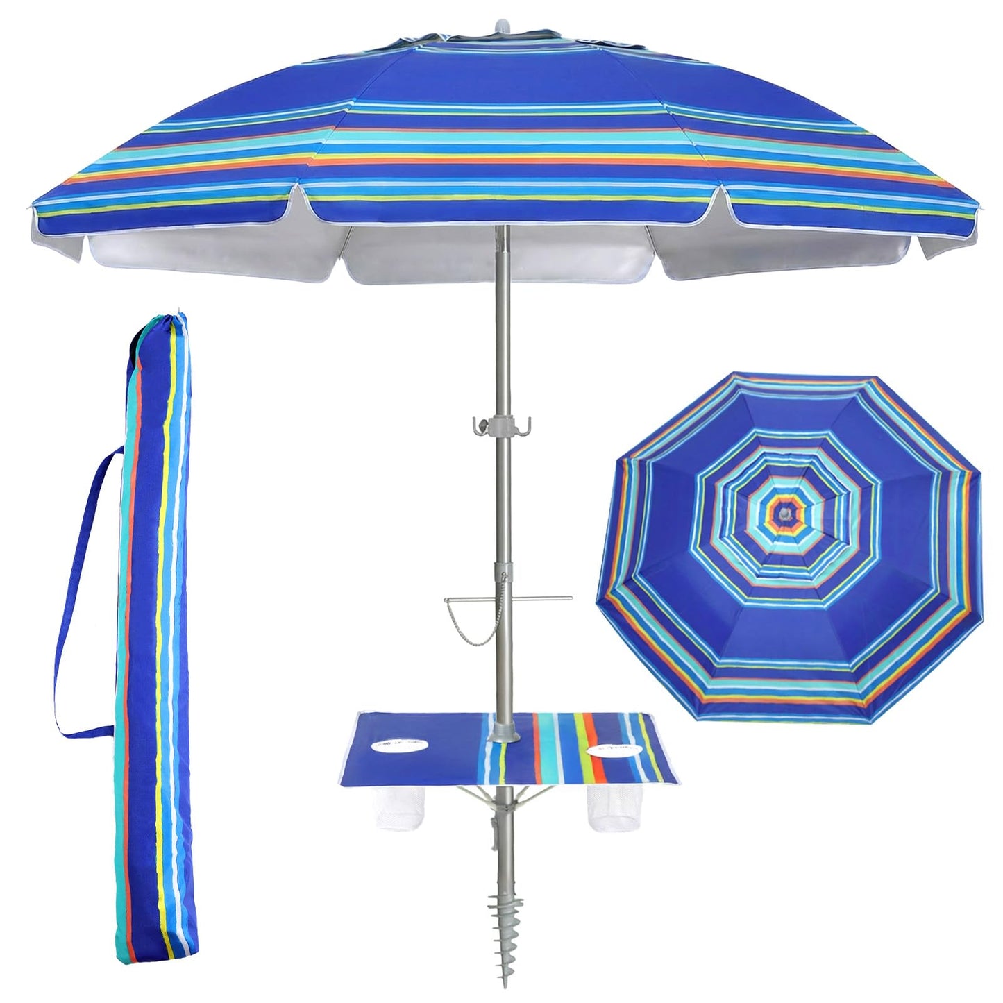 wikiwiki 7ft Beach Umbrella with Sand Anchor & Tilt
