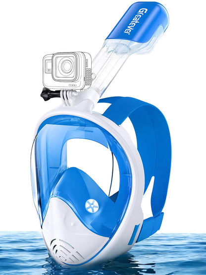 Full Face Snorkel Mask with Dry Top System and Camera Mount for Adults