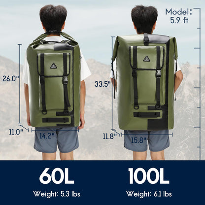 IPX7 Waterproof Roll Top Backpack with Air Valve for Kayaking & Camping
