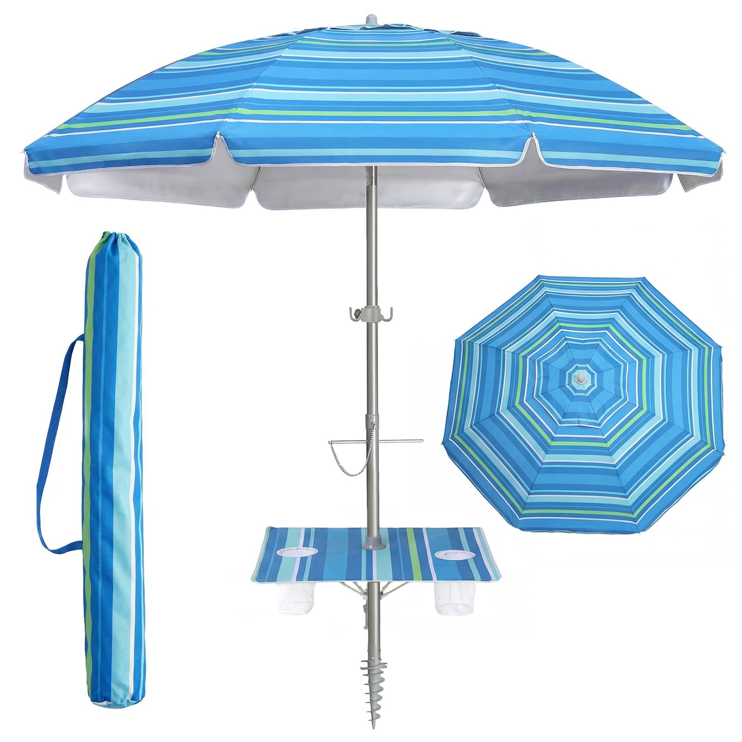 wikiwiki 7ft Beach Umbrella with Sand Anchor & Tilt