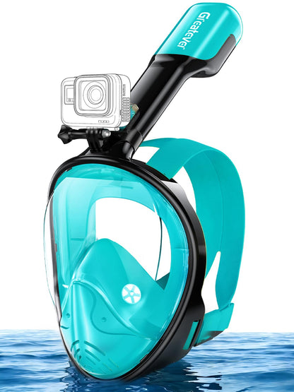 Full Face Snorkel Mask with Dry Top System and Camera Mount for Adults