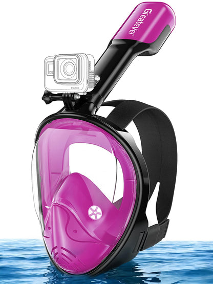 Full Face Snorkel Mask with Dry Top System and Camera Mount for Adults
