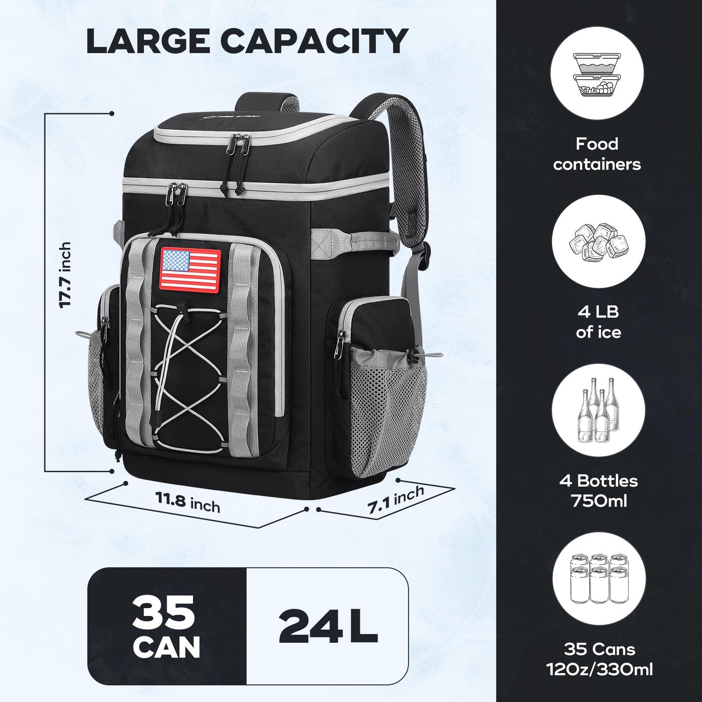 Maelstrom 35/50 Can Insulated Backpack Cooler, Leakproof Soft Lunch Ice Bag
