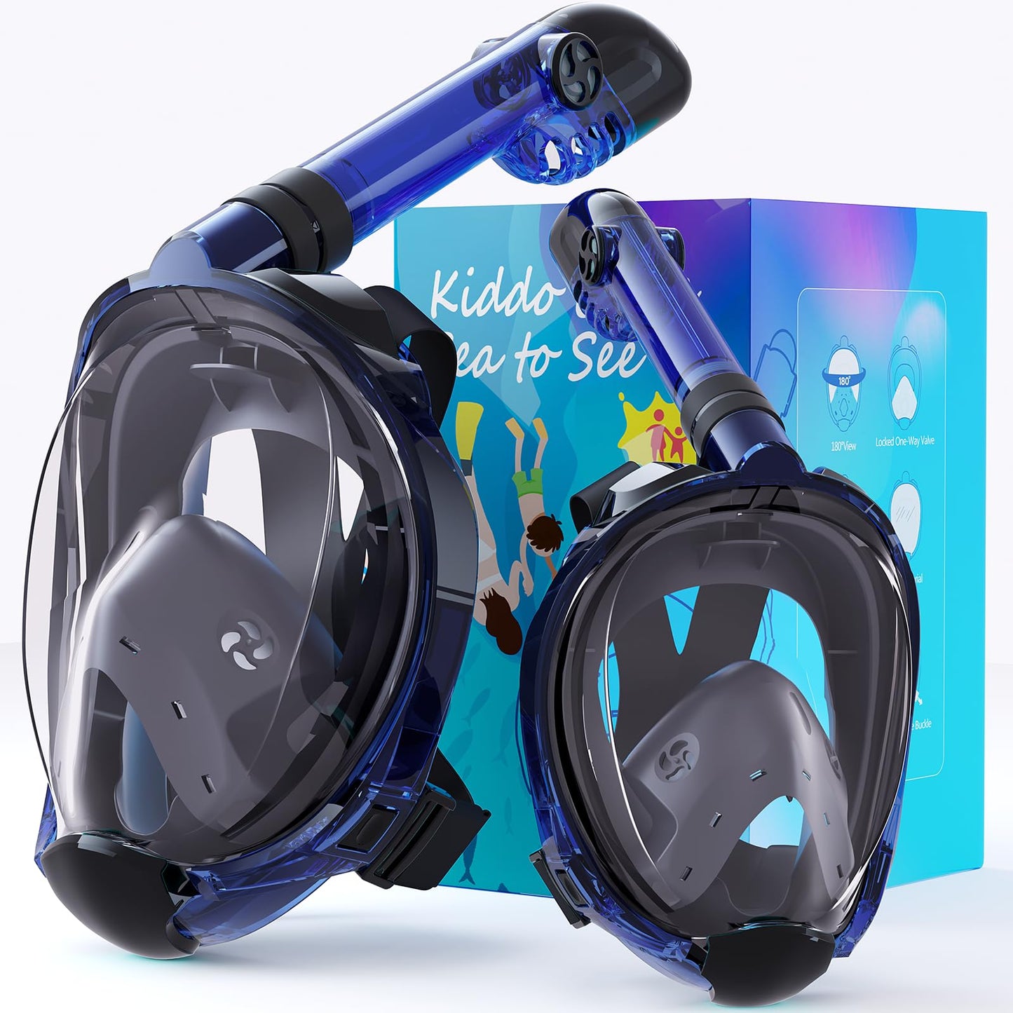 Full Face Snorkel Mask with 180° Panoramic View and Camera Mount