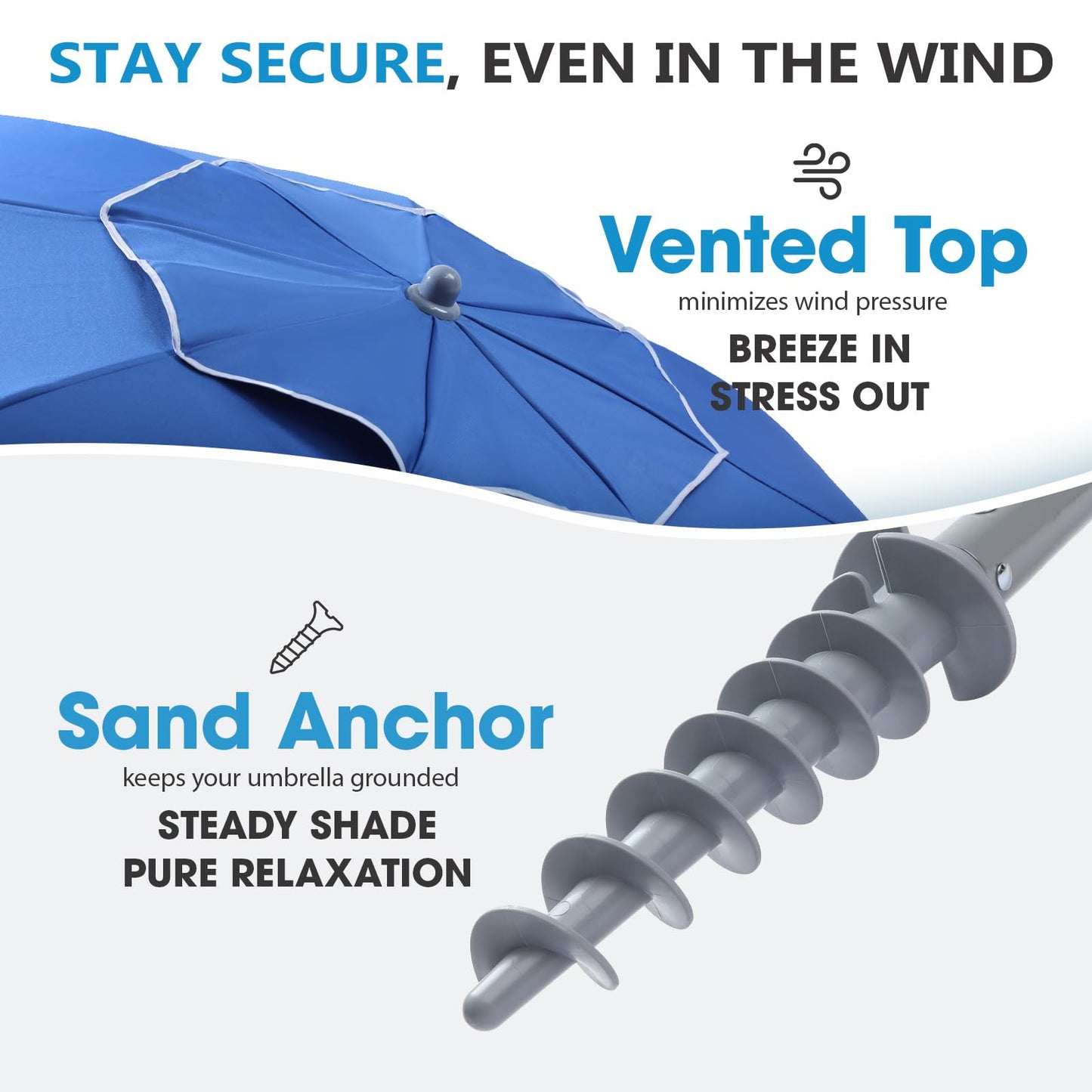 wikiwiki 7ft Beach Umbrella with Sand Anchor & Tilt