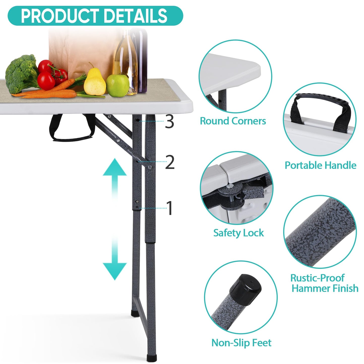 Portable Folding Table for Camping, Picnic & Outdoor Events