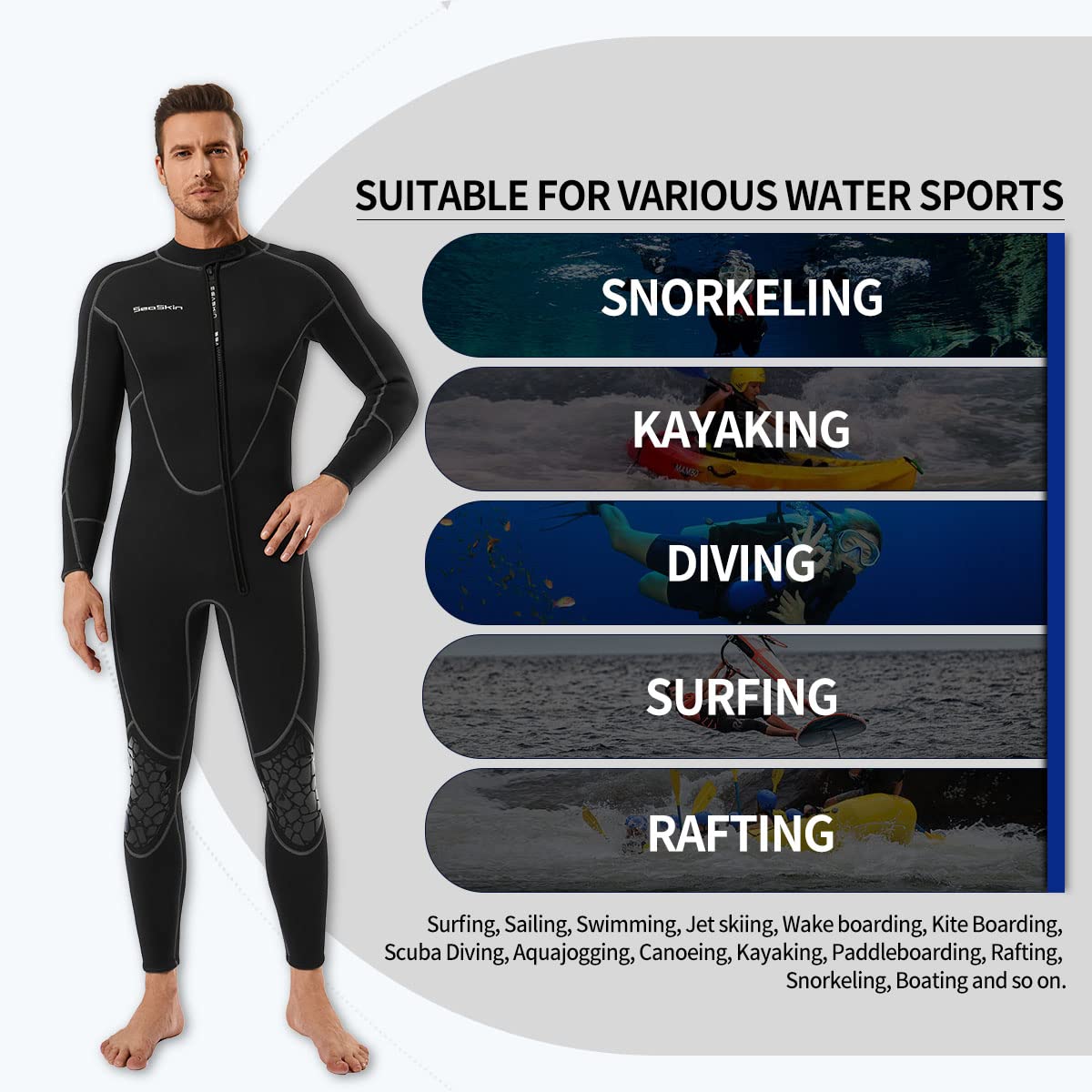 3mm Shorty Wetsuit with Front Zip for Diving Snorkeling & Kayaking