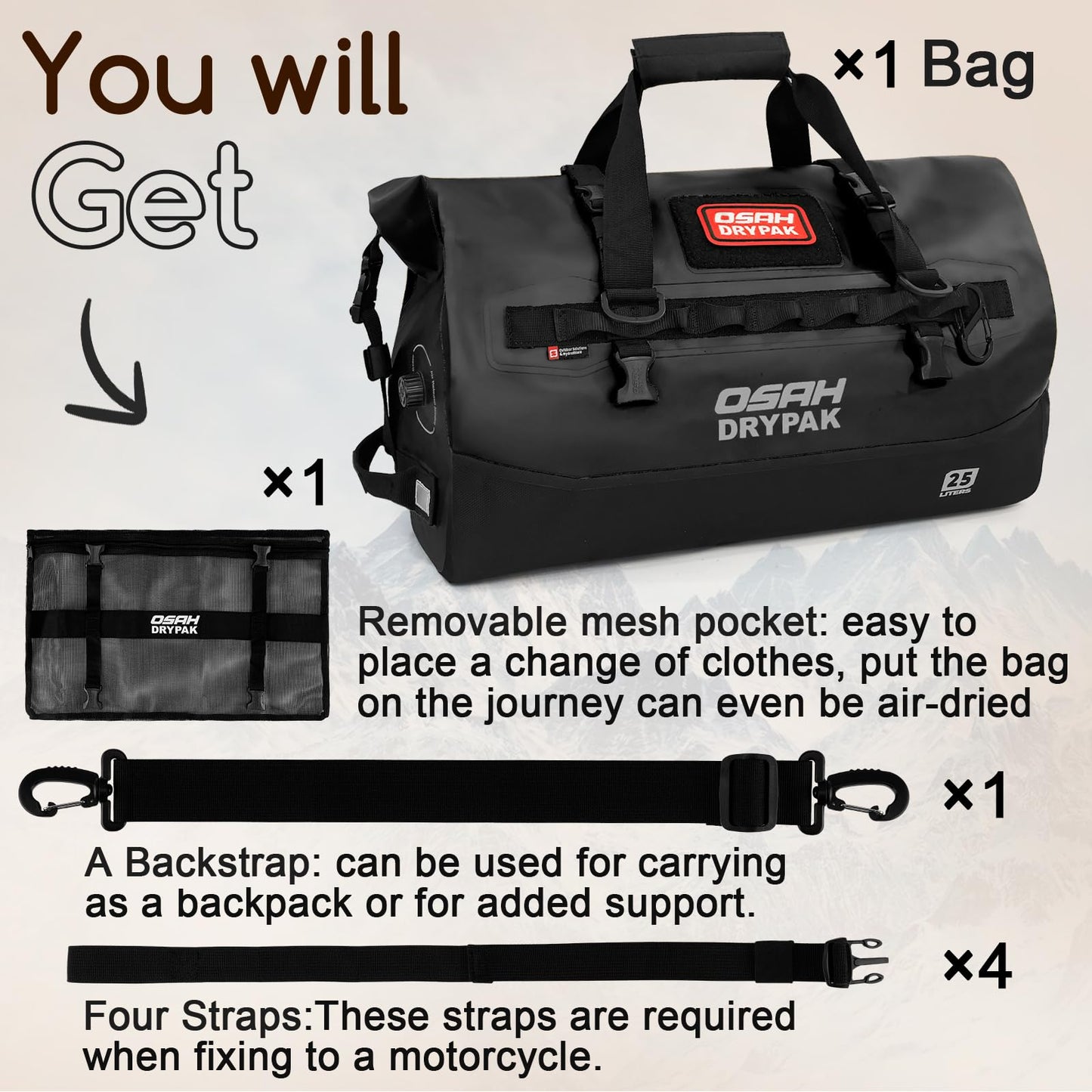 Heavy Duty Waterproof Roll Top Duffel Bag for Travel & Outdoor Adventures