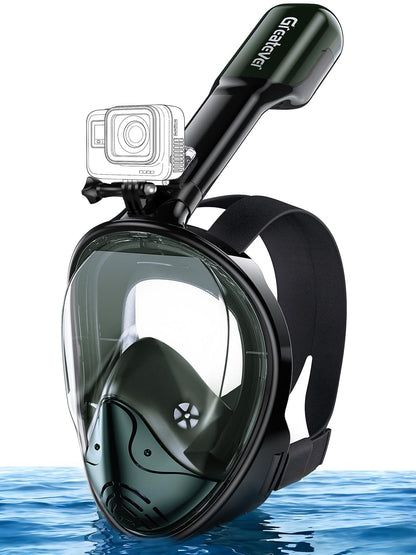Full Face Snorkel Mask with Dry Top System and Camera Mount for Adults