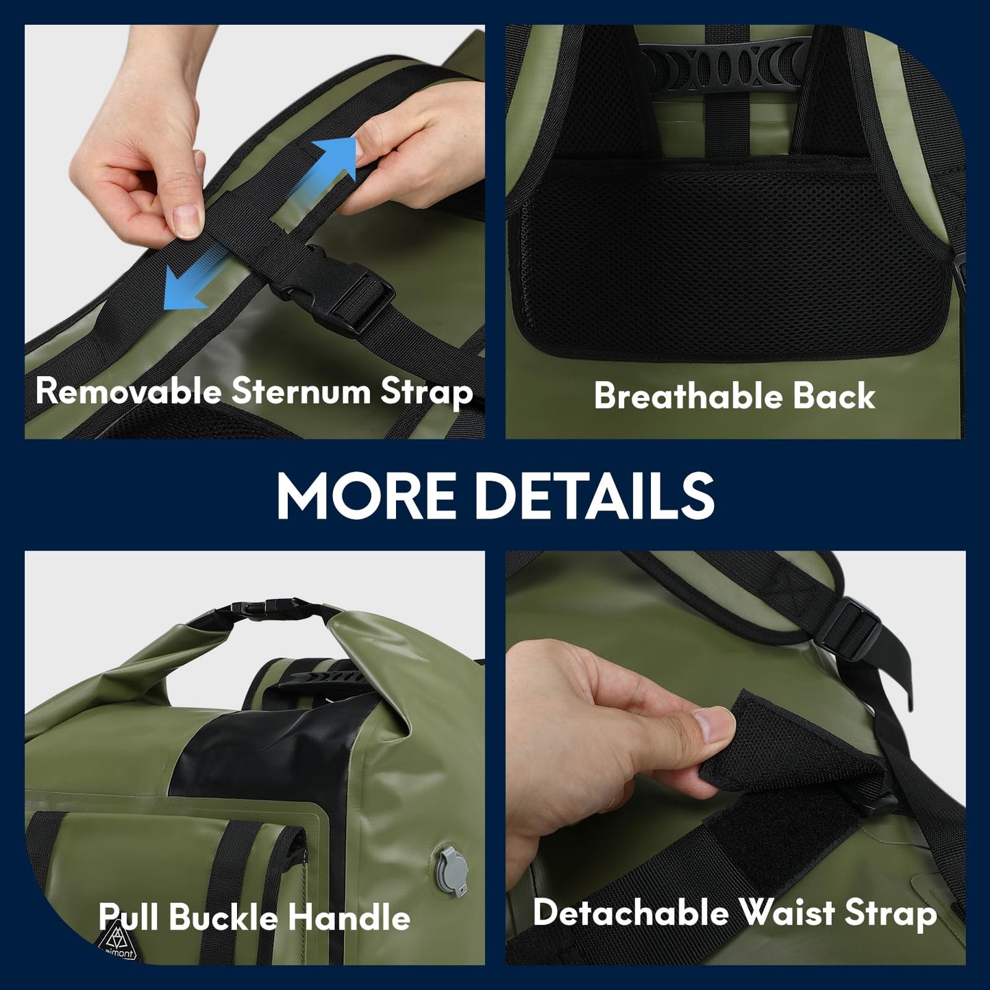 IPX7 Waterproof Roll Top Backpack with Air Valve for Kayaking & Camping
