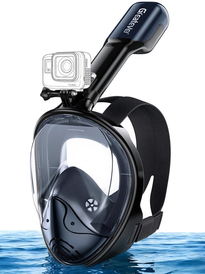 Full Face Snorkel Mask with Dry Top System and Camera Mount for Adults