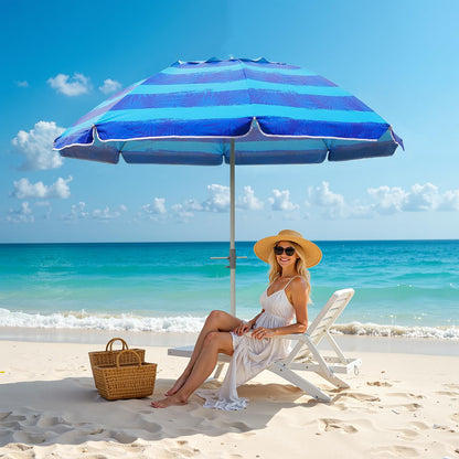 Heavy Duty Beach Umbrella with Sand Anchor, Tilt & UV Protection