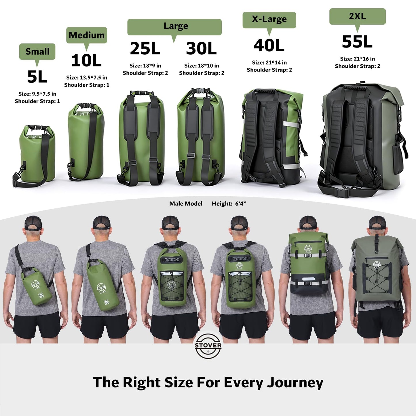 Waterproof Roll Top Dry Bag Backpack with Phone Case for Kayaking & Camping