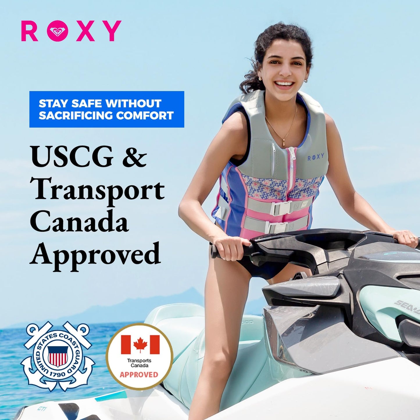 USCG Approved Lightweight Life Jacket for Women & Watersports Activities