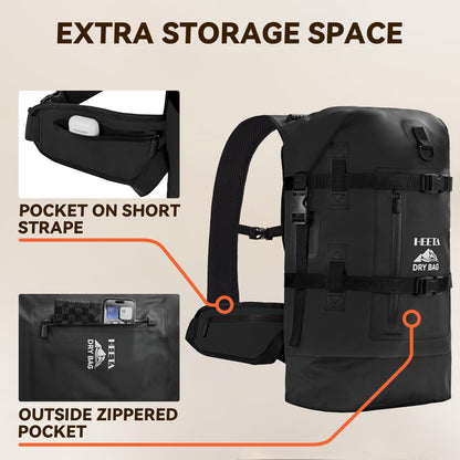 40L Waterproof Dry Bag Backpack with Roll Top Design for Kayaking & Outdoor Travel