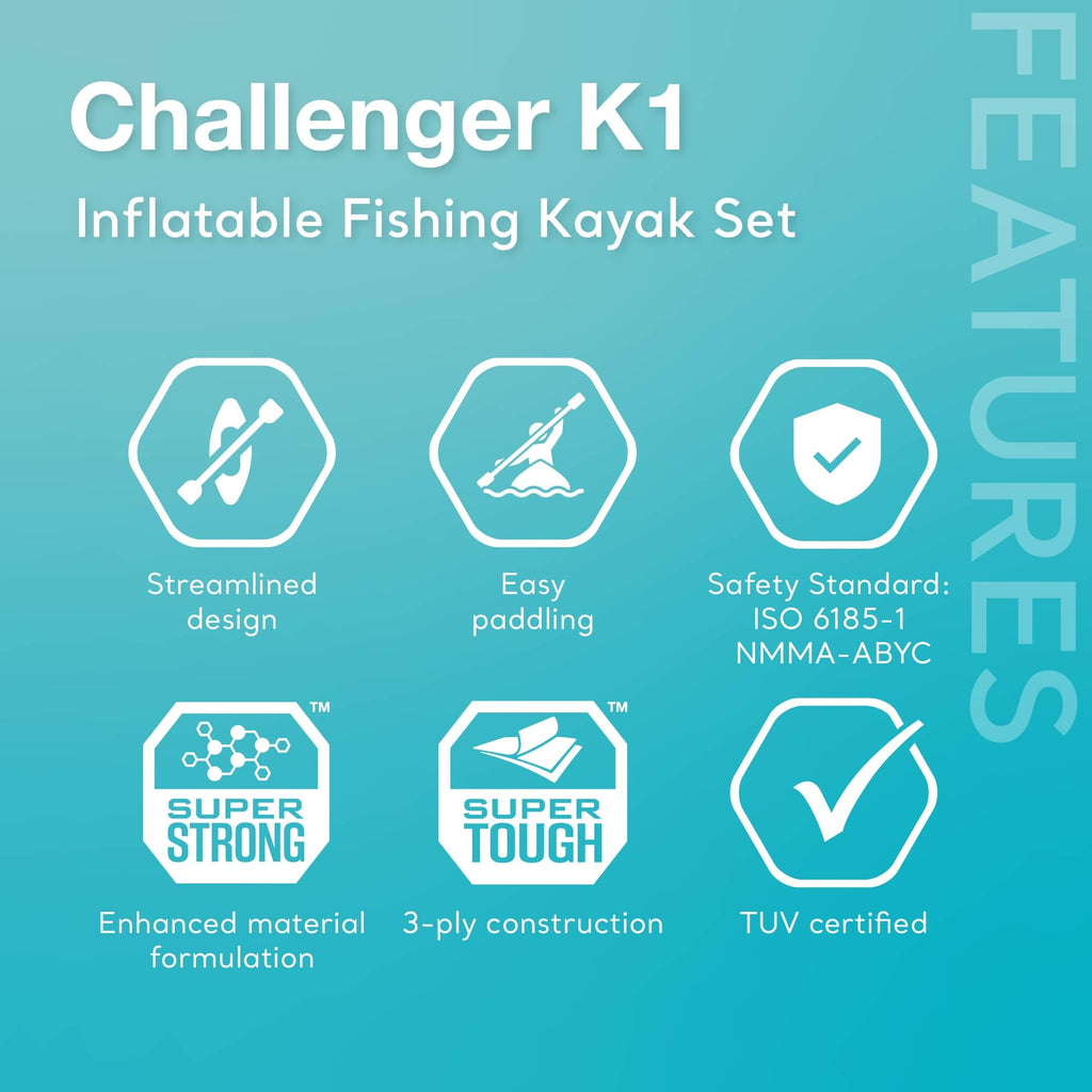 Inflatable Kayak Set with Paddles Pump Adjustable Seat & Storage Net
