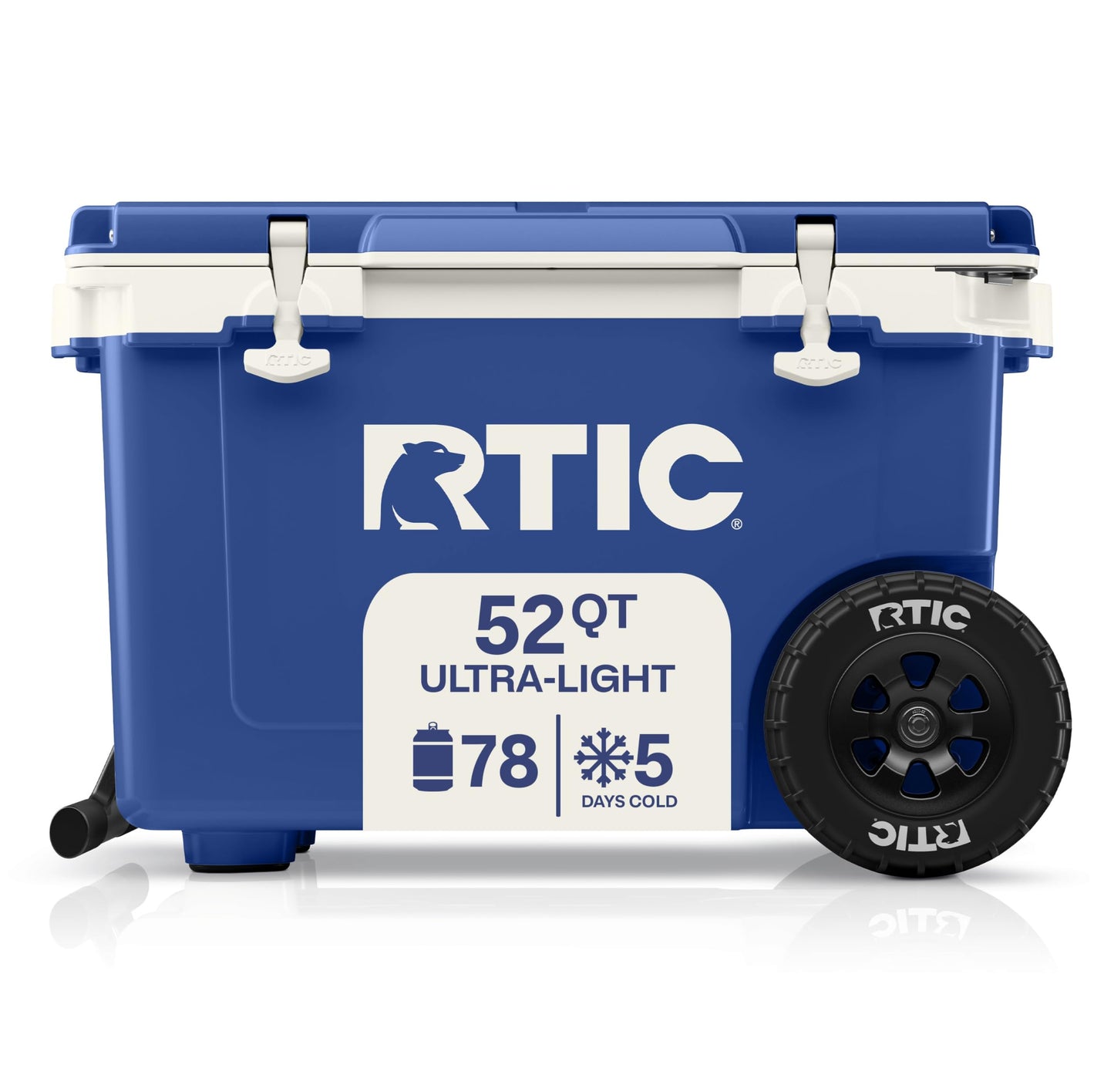 52 Quart Wheeled Hard Cooler with Insulated Ice Chest for Outdoor Activities
