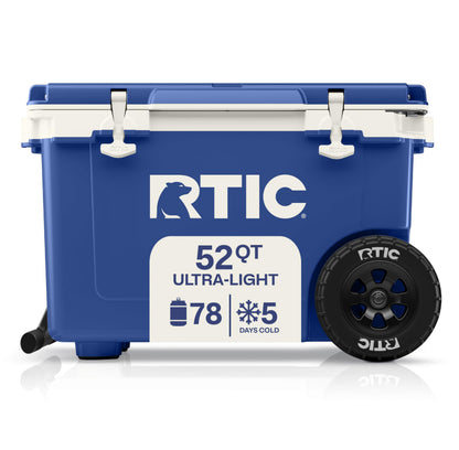 52 Quart Wheeled Hard Cooler with Insulated Ice Chest for Outdoor Activities