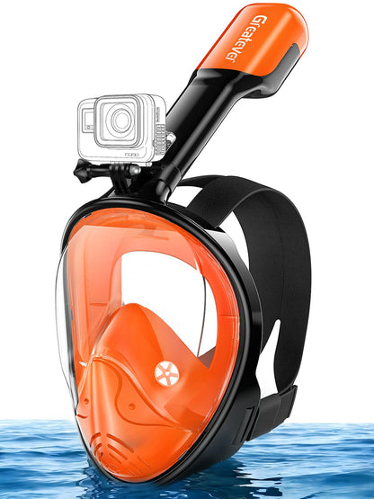 Full Face Snorkel Mask with Dry Top System and Camera Mount for Adults