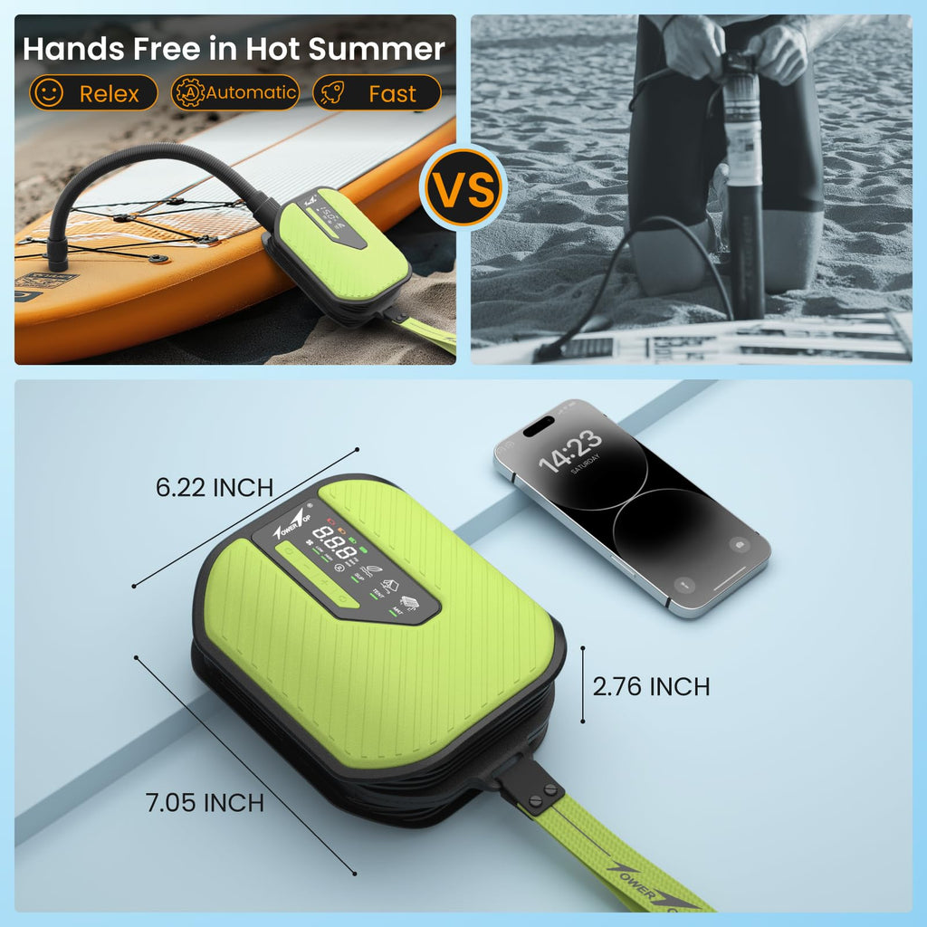 Rechargeable Electric Paddle Board Pump with Dual Stage Inflation & Deflation