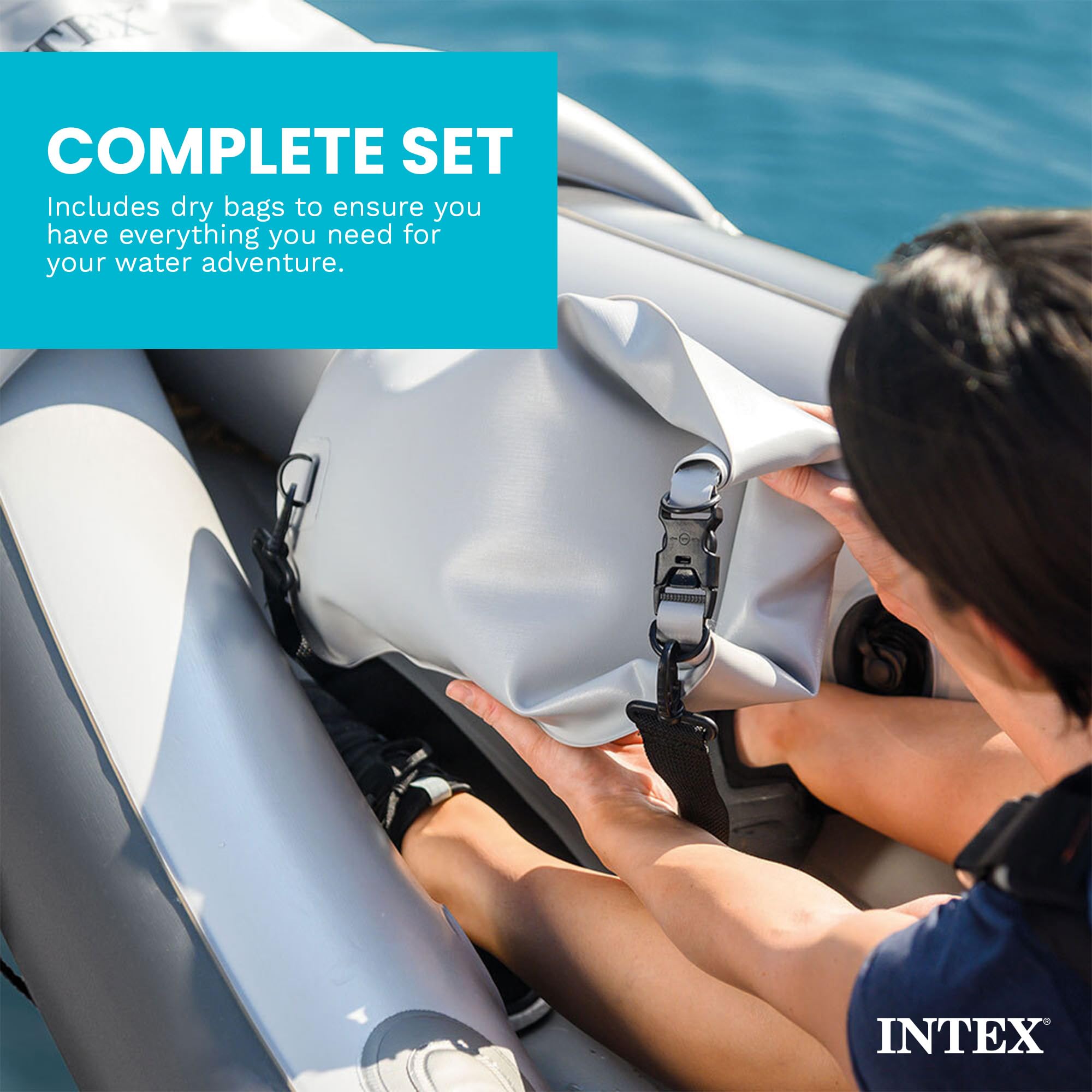 INTEX 2-Person Inflatable Kayak Set, Dakota K2 with 86in Oars and Pump