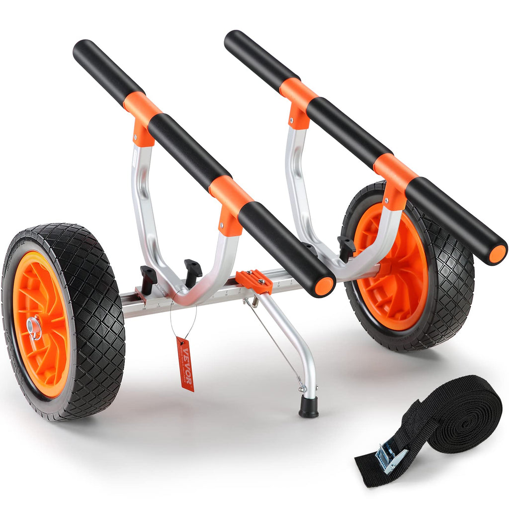 Heavy Duty Kayak Cart with Adjustable Width and Solid Tires for Transport