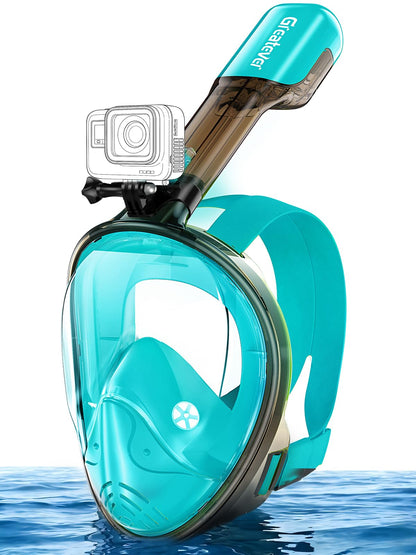 Full Face Snorkel Mask with Dry Top System and Camera Mount for Adults